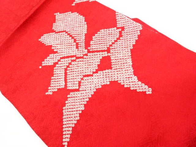 JAPANESE KIMONO / VINTAGE NAGOYA OBI / ABSTRACT FLOWER & KANOKO PATTERN